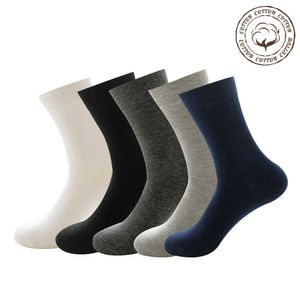 Men's Socks 5 Pairs Foundation Thigh High Socks Men Cotton Stockings Unisex Solid Color Spring Autumn Long Socks Woman Plus Size Happy Socks Z0227