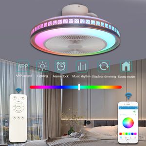 50CM Ceiling Fan Chandelier With Led Light Remote Control Smart Bluetooth Electric Silent Fan 3 Speed Wind For Bedroom Decor