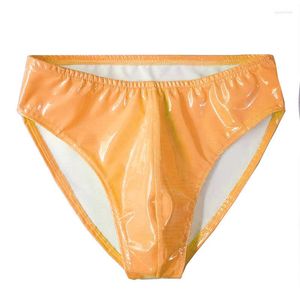 Underbyxor män sexiga latex bror gay underkläder pvc faux läder bikini erotiska underkläder thongs sissy trosor plus storlek