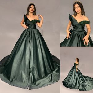 Elegant Prom Dresses Ball Gown Art Deco-inspired Neck Satin Applicants Sequins Custom Made Chapel Gown Lace Up Evening Dress Plus Size Vestido De Noite