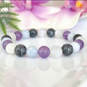 Strands MG1781 Aquarius Zodiac Moonstone Aquamarine Labradorite Amethyst Bracelet