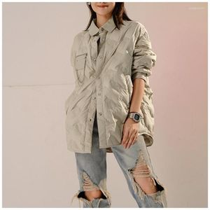 Women's Trench Coats Light White Duck Down Jacket Shirt Women's Winter Minority Fashion Foreign Style Coat