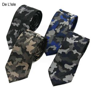 Halsband helt ny modedesigner jacquard militär kamouflage mager smal slips smal camo slips microfibre nano vattentäta män gåva J230227