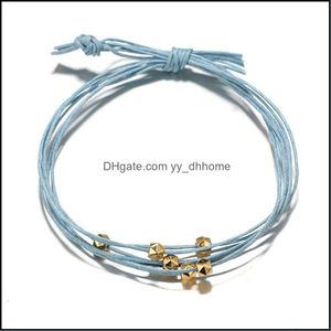 Charmarmband 4 bit st pärlor polygonal metallisk färg armband kvinnlig justerbar draperad uppsättning för kvinnor tjej droppleverans smycken dhscd