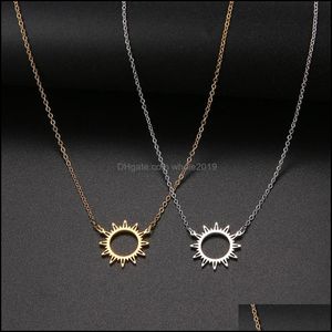 Anhänger Halsketten Halskette Segen Geschenkkarte Kleine zierliche Gold Sonnengott Licht mit Seilkette Noble Kostüm Halsband Schmuck Drop Del Dh8Rz