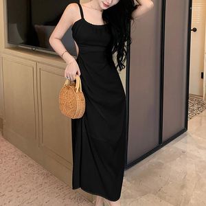 Casual Dresses Travel Beach Vacation Female Summer Fashion Fairy White Sexy Backless Straps Medium-length Halter Dress