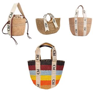 Moda Plaj Rafya sepet Hasır Omuz Çantası Bayan erkek Tasarımcı Çantalar cüzdan Woody kova yaz örgü seyahat tote lüks Crossbody çanta Gökkuşağı çantası