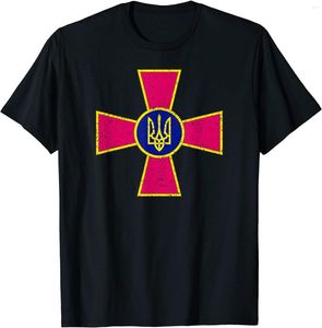 Mäns T-skjortor Ukraina Väpnade styrkor Emblem Ukrainska arméflagga Män t-shirt Kort ärm Casual Cotton O-Neck Summer Tees