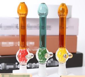 Newest Colorful Glass Dab Hookahs Water Bong Bubblers Pipe 14mm Oil Rigs Stick Hand Tobacco Cigarette Smoking Filter Tips Tool Accessories