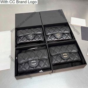 CC Brand Portefeuilles Mini Lambskin Caviar Designer Flap Portemonnees Glanzend parelmoer generfd kalfsleer Gewatteerd Classic Card Holder Gold Silver Meat Hardware Card Pack Dames P