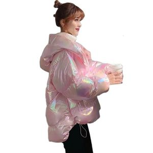 Misto Lana da Donna Misto Lana da Donna Piumino in Cotone Avanti Corto Indietro Lungo Inverno Colorato Internet Celebrity Cappotto Lucido Allentato Pane Vestiti 230227