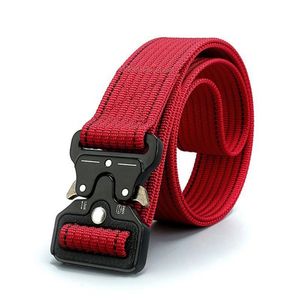 Waist Support Tactical Nylon Belt Army Military Metal Buckle Men Outdoor Heavy Duty Hunting Training Accessories Strap Red Orange Blue