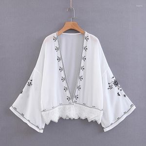 Women's Blouses Women'S Clothing Summer 2023 Beach Kimono Cardigan Embroidery Vintage Casual Loose Blouse And Top Women Boho Large