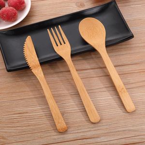 Dinnerware Sets Kitchen Utensils Japanese Style Eco-friendly Biodegradable Bamboo Tableware Cutlery Three-piece Set