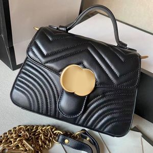 Bolsa dupla G Marmont Mini com alça superior Bolsa feminina masculina Bolsa de ombro Grande capacidade Marca de metal Bolsa transversal Couro genuíno com corrente de metal Bolsa com fecho de pressão