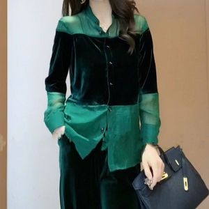 Women's Blouses Shirts Office Lady Gauze Patchwork Shirt Stylish Chic Single-breasted Spring Autumn Contrasting Colors Female Korean Polo-Neck Blouse 230228