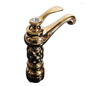 Bathroom Sink Faucets Washbasin Faucet Gold Crystal Classic Brass Diamond Single Handle And Cold Water Basin