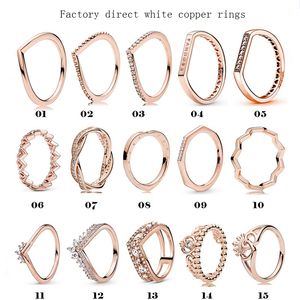 Neue Prinzessin Ring Rose Gold Weiß Kupfer Paar Ringe Mode Persönlichkeit Schmuck