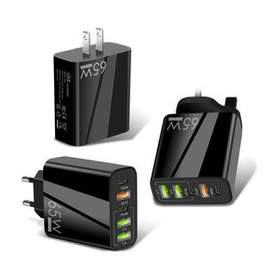 Nuovo caricabatterie per cellulare a ricarica rapida PD65W 5V4A Testina di ricarica adattatore multi-porta PD 3USB con regolamento euro-americano