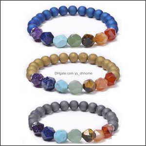 Beaded Women Stone Strands Bracelet Energy Ncing Yoga Faceted Gemstone Beads 7 Chakra Healing Elastic Stretch Bangle Jewelry Drop De Dh3Mr