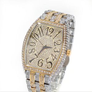 Moda Mens Watches Full Diamond Iced Out Watch Hip Hop Gold Silver Black Watch