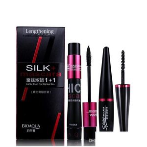 Mascara Bioaqua Brand 2Pcs/Set Black Waterproof Silk Fiber Volume Double Effect Long Lasting Lengthening Curling Eyes Makeup Drop De Dhemf