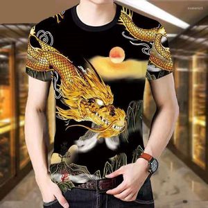 Camisetas masculinas 2023 Impressão de moda masculina de verão Camiseta de pescoço redondo de manga curta jovem e de meia-idade casual solto