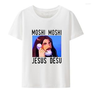 Męskie koszulki moshi Jesus desu zabawne koszulka Mężczyzn Koszulka krótka sleev oddychające koszulki swobodne topy vintage zakupy