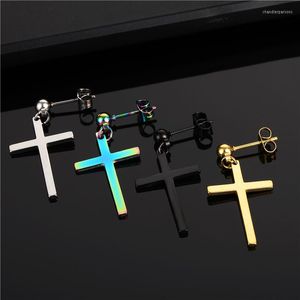 Hölzer Ohrringe Personalisierte Mode Titanium Stahl Trend Schmuck Edelstahl hängende Kreuz Trendy Herren