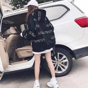 Capuzes femininos moletons moletons mulheres kpop estilo coreano Roupas letra de moletom impressão de streetwear de rua outono Tops casuais de inverno ropa mujer 230227