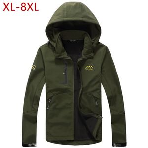 Men's Jackets XL-8XL Quick Dry Thin Spring Men SoftShell Windproof Solid Army Green Military Bomber Mountain Clothing W43