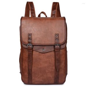 Plecak wielofunkcyjny vintage Waterproof Men Luxury School Torby skórzane plecaki Podróż Retro 15,6 -calowa torba laptopa dla