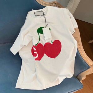 Children T-shirts Summer Short Sleeve Shirt Baby Girls Boys red cherries Letter Pattern Bottoming Blouses Kids Clothes Tops Tees Loose Style