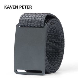 Cintos Men Long Nylon Belt com fivela de alumínio listrada sem orifícios cinto de lona cinza para homens marca de luxo cintura cinto z0228