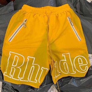 RHデザイナー男性限定RHUDEショーツサマースイムショート膝の長さヒップホップハイストリートスポーツトレーニングビーチパンツメンズボーイエラスティックウエストメッシュ