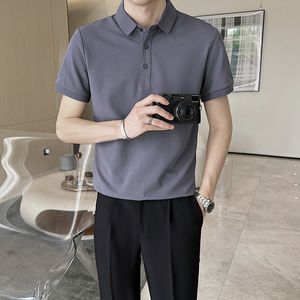 Men's Polos Men Ice Silk Polo Shirt Men Slim Fit Solid Color Short Sleeves Polo Shirts Male Casual Polo Homme Streetwear Top Tees 230228