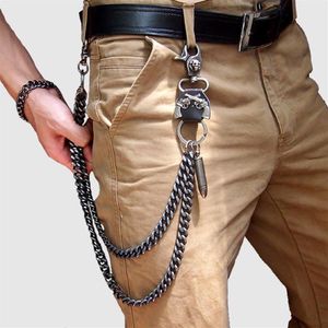 Men's Waist Key Chain Vintage Heavy Rock Metal Hip Hop Gothic Punk Skeleton Bullet Pants Trousers Jean Biker Wallet Key Ring266k