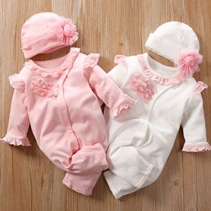 Jumpsuits Urodzona kwiatowa dziewczynka romper bawełna urodzona niemowlę małe małe dziewczynki kostium onesie kombinezór piżama ogólnie 230228