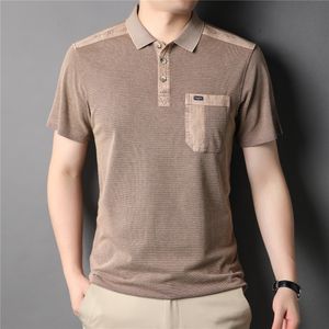 Herrpolos märke Summer Ankomst True Pocket Short Sleeve Polo-Shirt Men Cotton Business Casual Tshirt Homme Classic Streetwear Tops Tee 230228