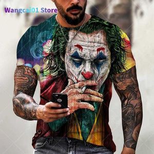 Erkek Tişörtleri 2023 Yaz Repope ve American Street Erkekler 3D T-Shirt Baskı Moda Kısa Seve Top 3d Kötü Maske DC Palyaço Desen Erkekler 0228H23