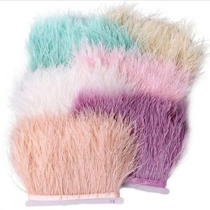 1 meter Multicolor Real Ostrich feather Trims Ribbon 8-10cm White Ostrich for Dress Clothing Decoration Sewing feathers Crafts