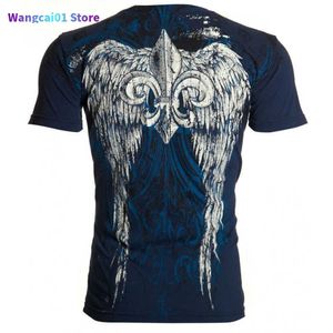 Men's T-Shirts Cool Men's T-shirt Vintage Back Wing Graphic T Shirt For Men Gothic Round Neck Short Seve Ma Clothes Tops New Fashion Shirt 0228H23