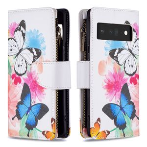 Casos de padrões para o Google Pixel 8 7a 7 6 6a Pro Samsung Wallet Leather PU TPU FUNA CAPA ZIPPER CASA