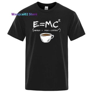 Mäns t-shirts energi mjölk kaffe trycker män tshirt casual andningsbara tshirts roliga bomull lösa tees skjortor gata överdimensionerade t-shirts man 022223h