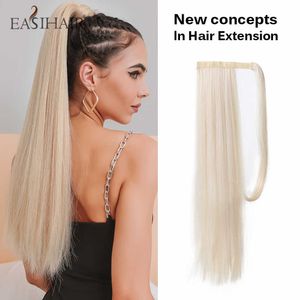 Synthetic Wigs Easihair Long Straight Wrap Around Clip in Ponytail Hair Synthetic Tail Fake Blonde False Afro Piece Wig 230227