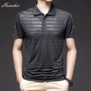 Men's Polos Huncher Golf Shirts Polo Shirt For Men Summer Gym Sportswear Ice Fabric Lapel Tops Male Elastic Quick Dry Slim Fit T-Shirt 230228