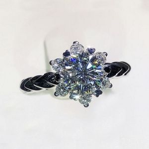 Kvinnors diamantring mode snöflinga moissanit ringer smycken bröllop förlovningsring för kvinnor