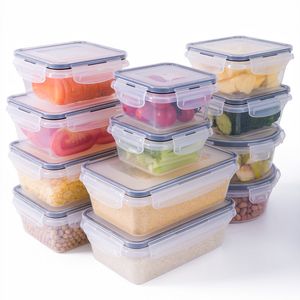 Öğle yemeği kutuları hava geçirmez gıda depolama kap kapak sızıntısı geçirmez Snap kilit bpa ücretsiz plastik 230228
