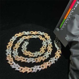 Nyaste tvåtonen Diamond Sand Thorn Cuban Necklace VVS Moissanite CLAP ICed Out 925 Sterling Silver Cuban Link Chain