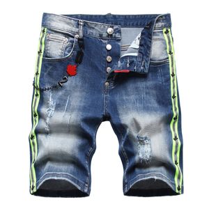 Dsq2 cool kille korta mäns jeans blå man hip hop rock moto mens design rippade nödställda denim cyklist dsq sommar jeans kort 1122